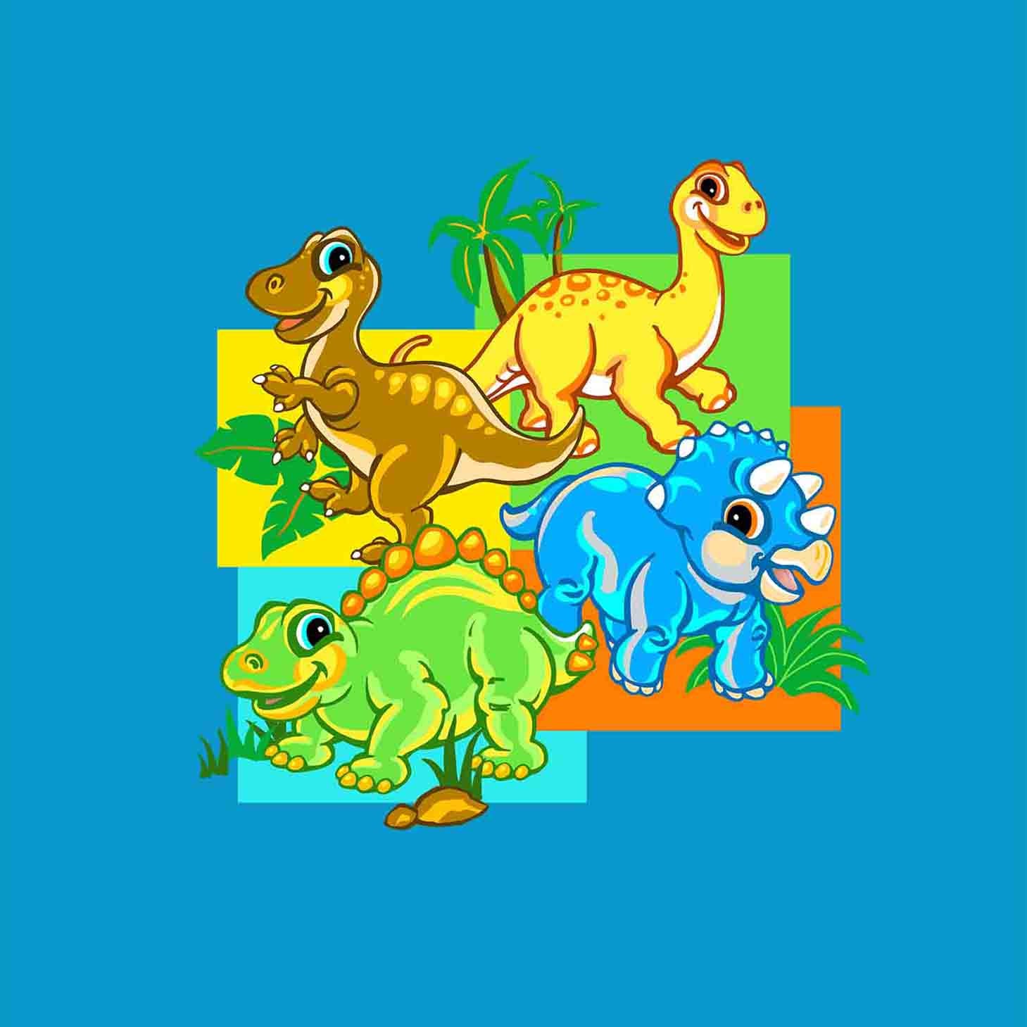 Dino Babes - painting of four cute baby dinosaurs