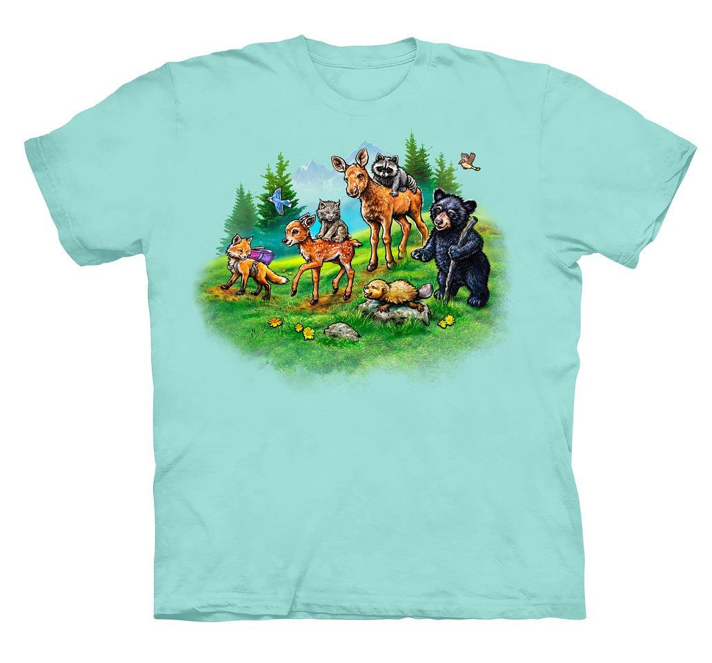 Children's Critter Hike T-Shirt (young animals hiking)