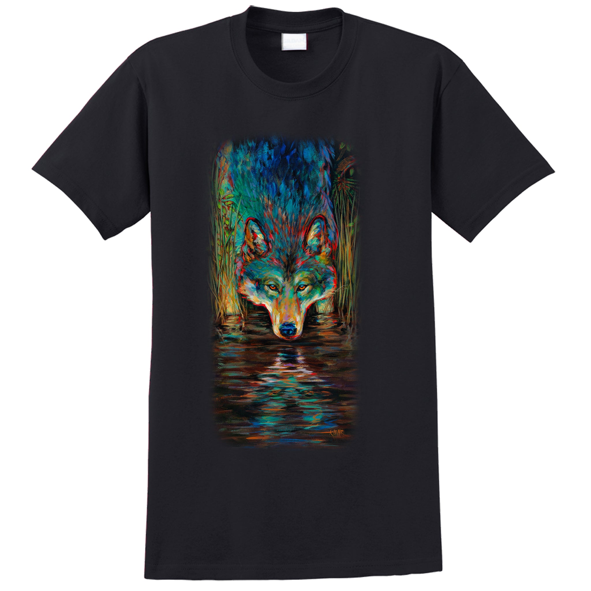 Greywolf T-Shit - black t-shirt with wolf art by Canadian nature artist Kari Lehr