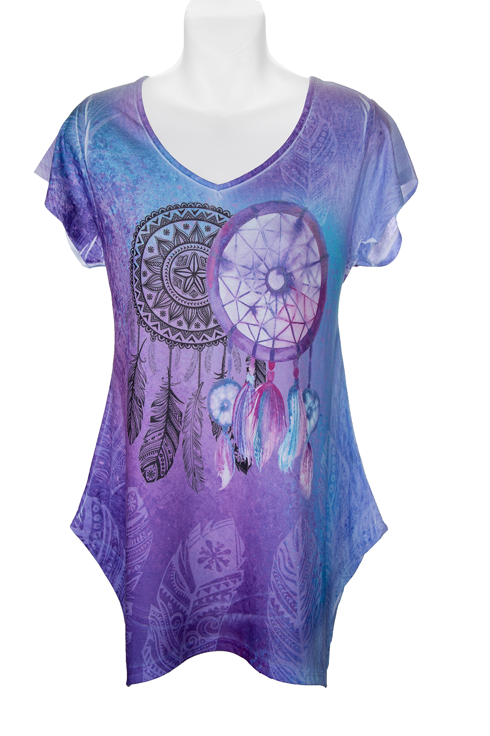 Dream Catcher fashion t-shirt- women's fashion t-shirt sublimated with design of 2 dream catchers on the front and back