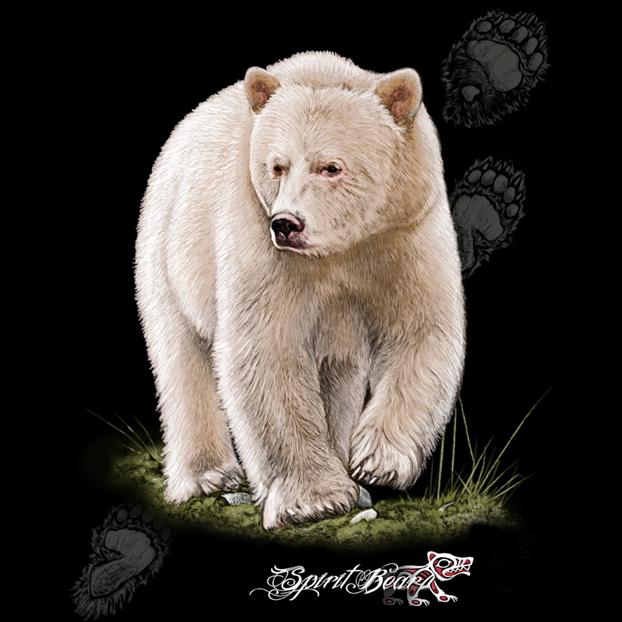 Spirit Bear by Erid Blais - painting of spirit bear in the woods