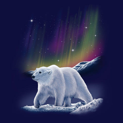 Aurora Polar Bear by Eric Blais - painting of polar bear with Northern Lights in the background