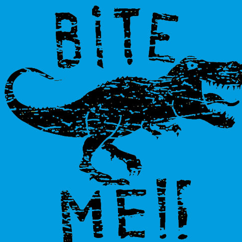 Bite Me! - painting of a t-rex dinosaur