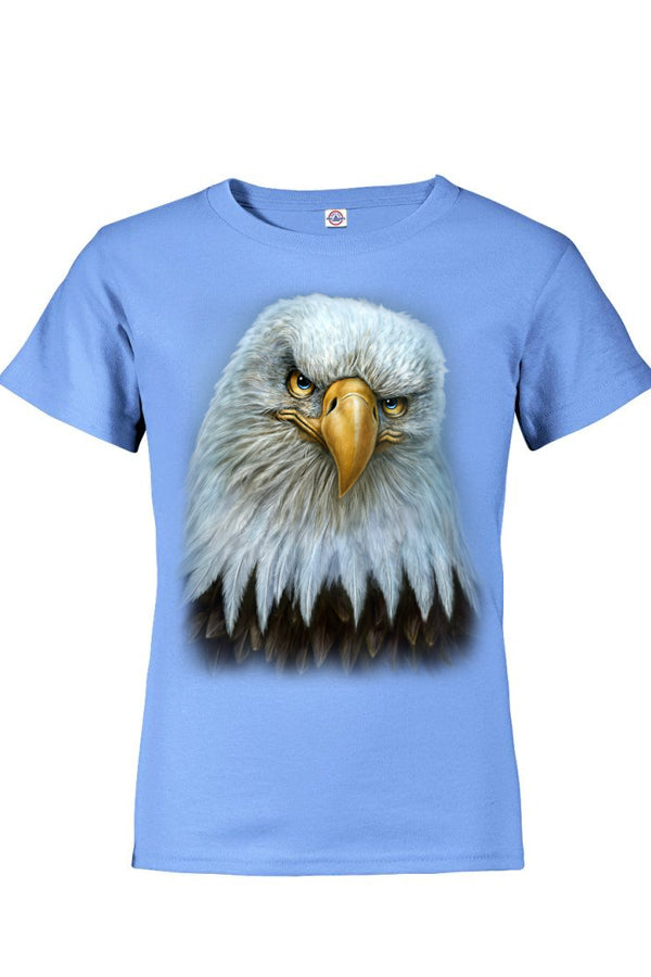 Eagle Totem T-Shirt - carolina blue t-shirt with eagle art by Canadian artist Patrick LaMontagne