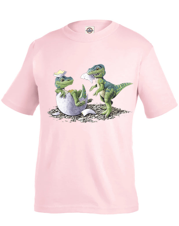 T-Rex Babies T-Shirt - royal or pink t-shirt with baby dinosaur art