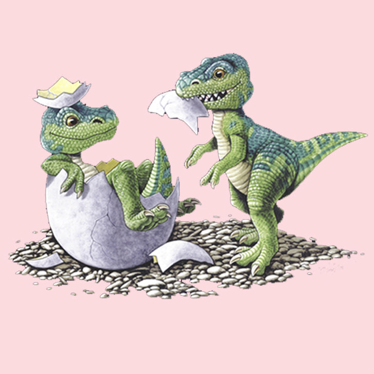 T-Rex Babies - painting of two baby dinosaurs